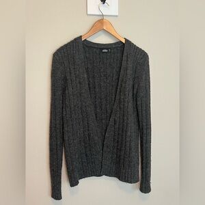 Kate Spade Alpaca Wool Blend Gray Cable Knit Open Cardigan Sweater Sz Small